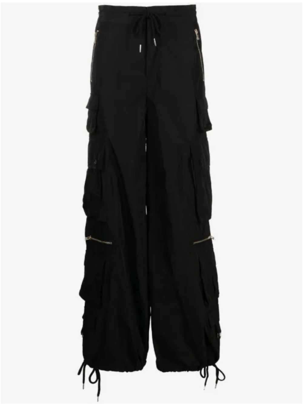 Cynthia Rowley Collection Kim Wide Leg Cargo Pants - Black Small New